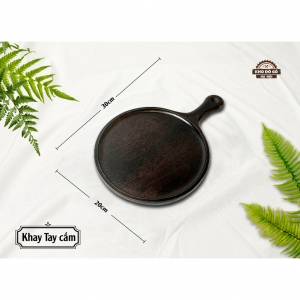 Khay gỗ đựng đồ ăn, Khay gỗ trang trí tay cầm tròn