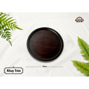 Khay gỗ đựng đồ ăn, Khay gỗ trang trí hình tròn 